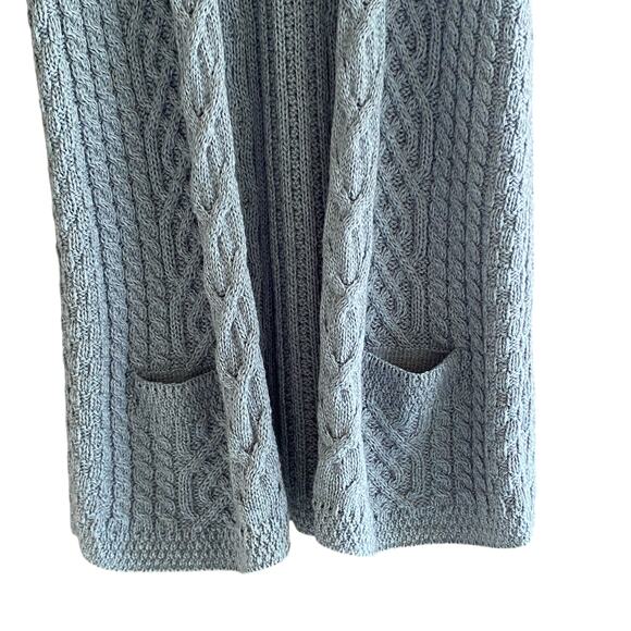 KILRONAN KNITWEAR Sz S Merino Wool Cable Knit Longline Vest Sleeveless Cardigan - Picture 4 of 10